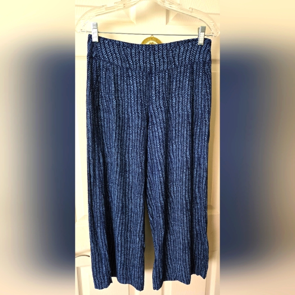 FRESH PRODUCE Blue Patterned Wide-Leg Swing Pants In XS NWOT